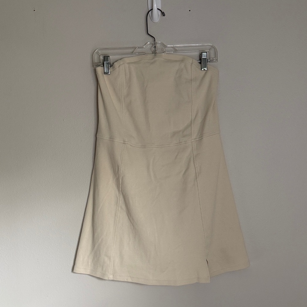 American Eagle Outfitters Strapless Cream Mini Dress